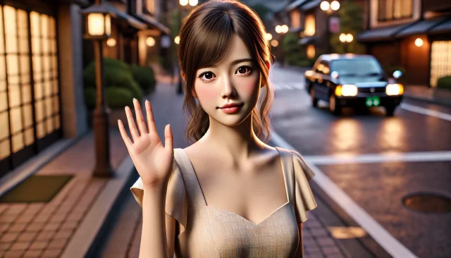 パパ活でさようならと手を振るパパ活女子