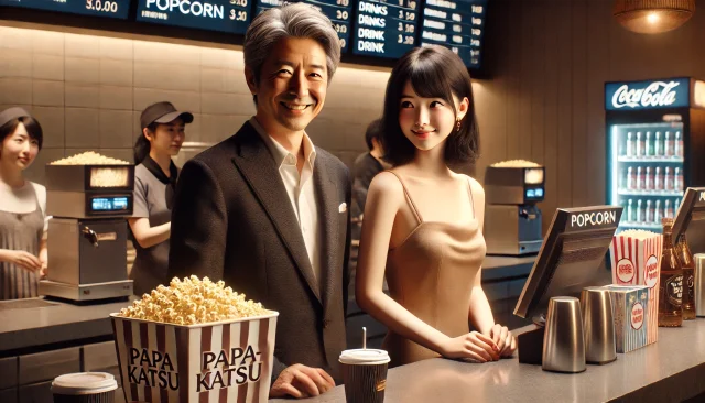 映画デートを楽しむパパ活カップル
