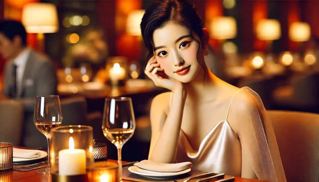 交際クラブで出会った美女と食事デート