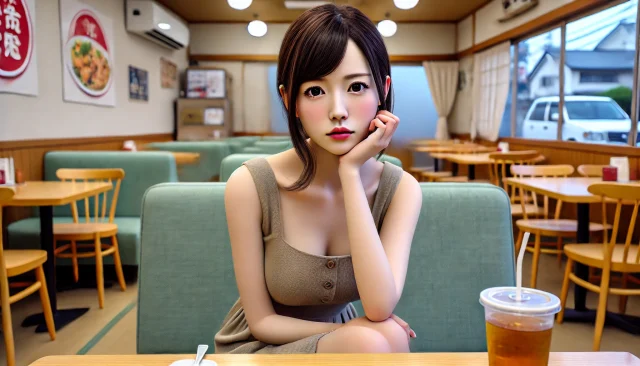 パパ活の顔合わせデートがファミレスで不機嫌そうな女性