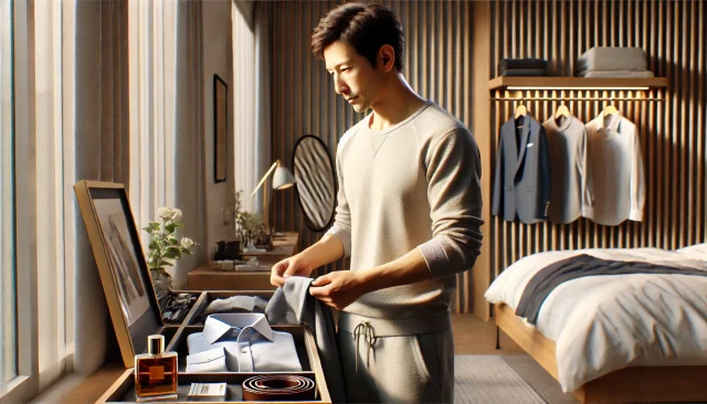パパ活デートに着ていく服装や持ち物を準備している男性