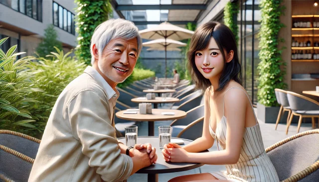 パパ活でランチデートを楽しむ60代男性