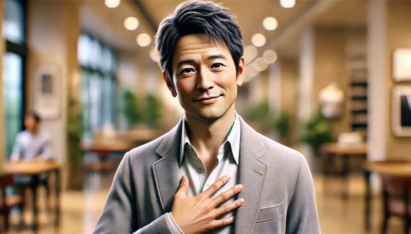 パパ活相手に丁寧にプロフィールの自己紹介する男性