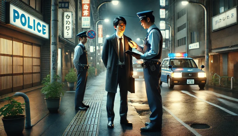 警察から職質をされ逮捕されそうなパパ活をやっている男性
